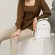 Кожаный женский мини-рюкзак Kylie белый флотар