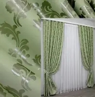 Шторы (2шт. 1х2,7м.) из ткани блэкаут. Цвет салатовый. Код 990ш 31-303