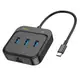 HUB адаптер HOCO Easy link 4-in-1 Gigabit Ethernet Adapter HB35 (Type-C to USB3.0x3+RJ45)(L=0.2M)