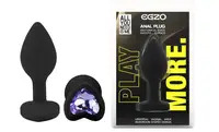 Силиконовая анальная пробка EGZO - Silicone Black Heart Plug Amethyst, size S