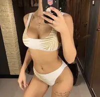 Купальник женский раздельный с золотыми листочками 5034-white-M белый