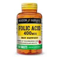 Витамины и минералы Mason Natural Folic Acid 400 mcg, 100 таблеток