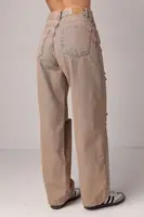 Джинси baggy з рваними елементами - кавовий колір, 40р.