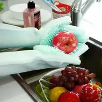 Хозяйственные силиконовые перчатки для уборки и мытья посуды Magic Silicone Gloves Зеленый