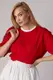 Футболка oversize з контрастною горловиною - червоний цвет, S