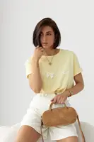 Футболка з бантом і написом Love - жовтий цвет, S