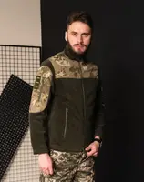 Кофта флісова чоловіча військова тактична з липучками під шеврони Мультикам Туреччина 7120 S хакі