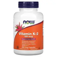 Витамины и минералы NOW Vitamin K2 100 mcg, 250 вегакапсул
