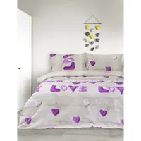 Постільна білизна Iris Home Ranforce - Sewn Love ліловий полуторний