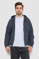 Кофта мужская на молнии с капюшоном, цвет темно-серый, 238R103