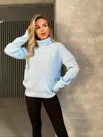 Светр вязанний AO123 Блакитний Oversize S-L