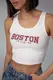 Майка в рубчик із принтом Boston - червоний цвет, L