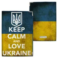 Обложка на паспорт Keep calm and love Ukraine Флаг Украины (ткань)