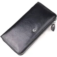 Кошелек мужской из натуральной гладкой кожи на молнии ST Leather 19410 Черный