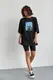 Костюм с футболкой oversize и велосипедками - черный цвет, L