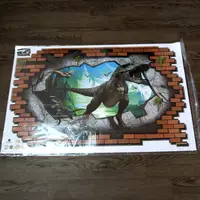Інтер'єрна наклейка 3D Динозавр крізь стіну 3D69003 90х60см