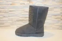 Угги женские серые с камнями С930