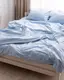 Постельное белье семейное Dushka Home Страйп сатин 20531 160х215х2 см голубое