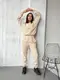 Костюм из микровельвета AO207 Бежевый Oversize XL-3XL