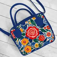 Сумка женская Kitto Квіти на синьому фоні 25x20x9 см (SKI_JOY009_SI)
