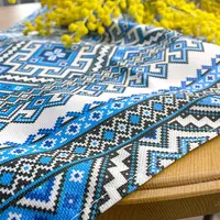 Доріжка на стіл Український орнамент, блакитний 150x40 см (DR_22U002)