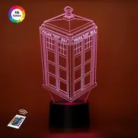 3D ночник "Тардис" (УВЕЛИЧЕННОЕ ИЗОБРАЖЕНИЕ) +пульт ДУ+сетевой адаптер+батарейки (3ААА)  3DTOYSLAMP
