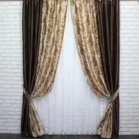Комбіновані (2шт. 1,5х2,7м) штори з тканини блекаут. Колір коричневий з бежевим. Код 014дк (094-074шА) 10-322