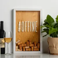 Рамка копилка "#offine" для пробок, Белый-коричневий, английский