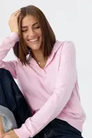 Жіночий однотонний светр-поло - рожевий цвет, ONE SIZE