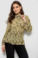 Блуза женская с принтом шифоновая, цвет оливковый, 230R1502-3