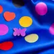 Ткань плательная атлас Горохи электрик разноцветная