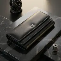 Жіночий шкіряний гаманець для карток купюр та монет ST Leather 22696 Чорний