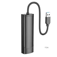 Переходник HOCO Easy safety 4-in-1 Gigabit Ethernet Adapter HB42 |USB to USB3.0x3+RJ45||L=0.2M|