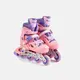 Роликовые коньки с защитой "Skates". Размер 35 - 38, светящиеся PU колёса. Pink (141127)