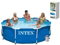 Басейн каркасний Intex 202 NP круглий розмір 305х76 см фільтр-насос 220-240 об'єм 4485л. Blue (42517)