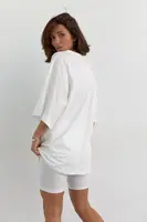 Костюм з футболкою oversize та велосипедками - молочний цвет, S (є розміри)