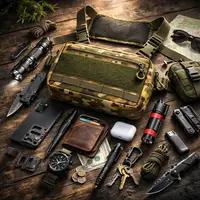 Тактична нагрудна сумка Multicam Cordura 1000D з MOLLE та патч-панеллю, 5 кишень, 30×20×8 см