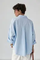 Котонова сорочка з вишитим написом - блакитний колір, ONE SIZE