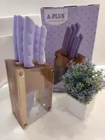 НАБОР ИЗ 5 НОЖЕЙ С КРАСИВЫМИ РУЧКАМИ НА ПРОЗРАЧНОЙ ПОДСТАВКЕ