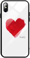 Чехол-накладка TOTO Glass Fashionable Case Apple iPhone XS Max Red Heart on White