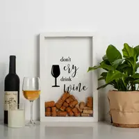 Рамка копилка "Don`t cry drink wine" для пробок, Белый, английский