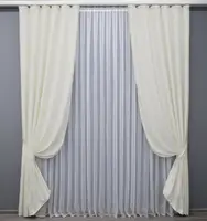 Комплект (2шт. 1,5х2,6м) готових штор, льон мармур, колекція  "Pavliani AL". Колір молочний. Код 1576ш 33-0436