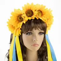 Украинский веночек с лентами на ободке Соломия 12224 (желтый)