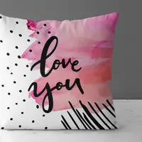 Подушка c принтом габардиновая Love you 40x40 см (4P_18L068)
