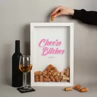 Рамка для винных пробок "Cheers Bitches", Белый, английский