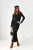 Довга трикотажна сукня-поло - чорний цвет, ONE SIZE (є розміри)