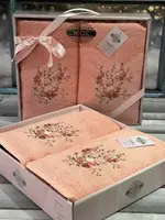 Moz cicek 02 2-подарочный набор полотенец. 480 г/м2. Moz Турция.