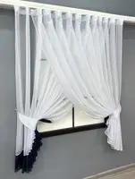 Кухонний комплект (330х170см.), шторки з підв'язками. Колір білий з синім. Код 101к 52-1181