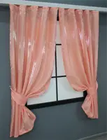 Комплект (2шт. 1,3х1,7м.) коротких штор з атласу Монорей. Колір персиковий. Код 822ш 35-0030
