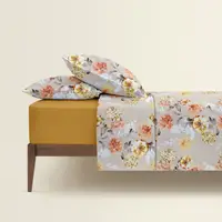 Двоспальна постіль з простирадлом на резинці ROXY FLOWERS CS1